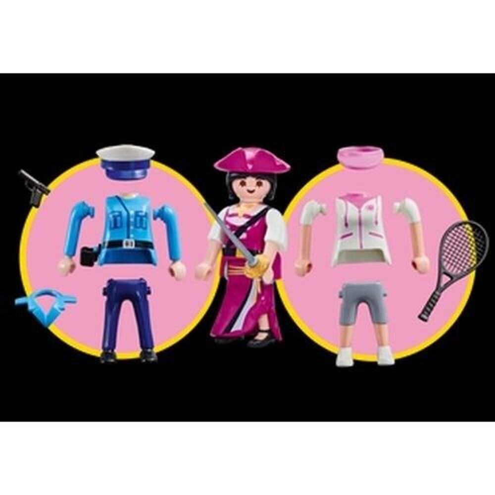 Playmobil 9829 Girl Figure Play Set Pirate Tennis Police Officer 3-in-1